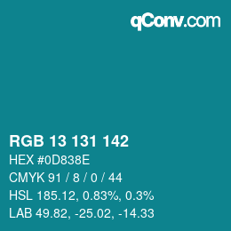 Color code: RGB 13 131 142 | qconv.com