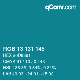 颜色代码: RGB 13 131 145 | qconv.com