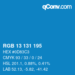 Color code: RGB 13 131 195 | qconv.com