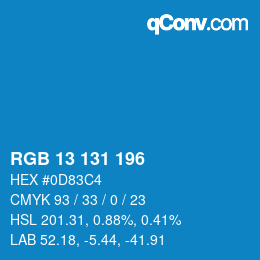 Color code: RGB 13 131 196 | qconv.com