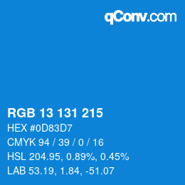 Color code: RGB 13 131 215 | qconv.com