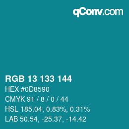 Color code: RGB 13 133 144 | qconv.com