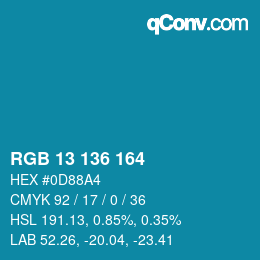 Color code: RGB 13 136 164 | qconv.com