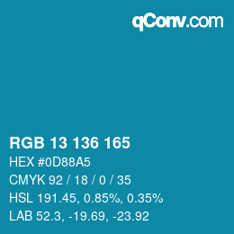 Color code: RGB 13 136 165 | qconv.com