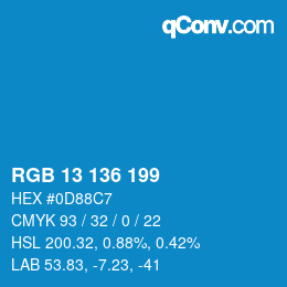 Código de color: RGB 13 136 199 | qconv.com