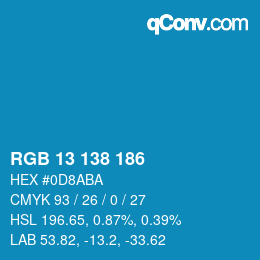 カラーコード: RGB 13 138 186 | qconv.com