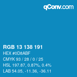 Color code: RGB 13 138 191 | qconv.com