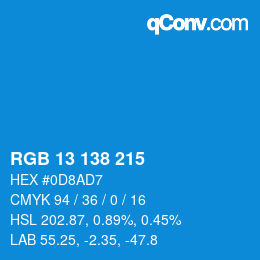 Color code: RGB 13 138 215 | qconv.com