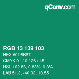 カラーコード: RGB 13 139 103 | qconv.com