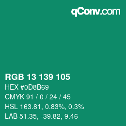 Color code: RGB 13 139 105 | qconv.com
