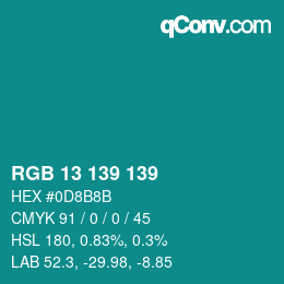 Color code: RGB 13 139 139 | qconv.com