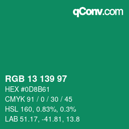 Color code: RGB 13 139 97 | qconv.com