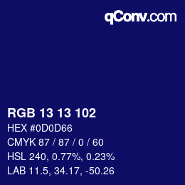 Color code: RGB 13 13 102 | qconv.com