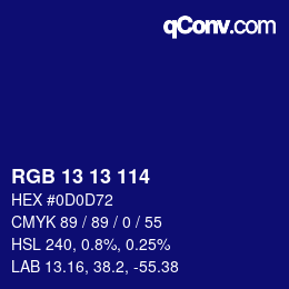 Color code: RGB 13 13 114 | qconv.com
