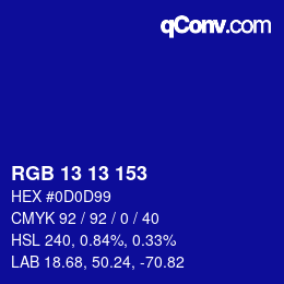 Color code: RGB 13 13 153 | qconv.com