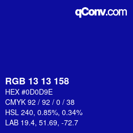 カラーコード: RGB 13 13 158 | qconv.com