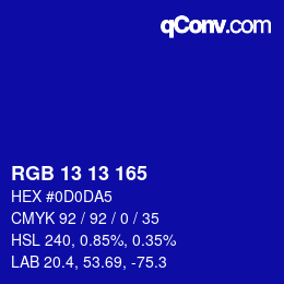 Color code: RGB 13 13 165 | qconv.com