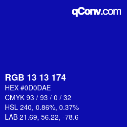 Código de color: RGB 13 13 174 | qconv.com