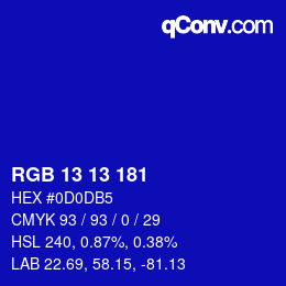 Color code: RGB 13 13 181 | qconv.com