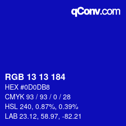 Color code: RGB 13 13 184 | qconv.com