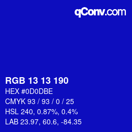カラーコード: RGB 13 13 190 | qconv.com