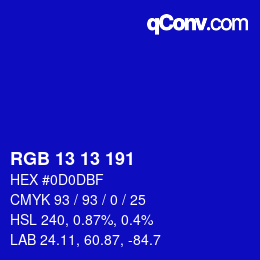 カラーコード: RGB 13 13 191 | qconv.com