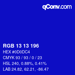 Color code: RGB 13 13 196 | qconv.com