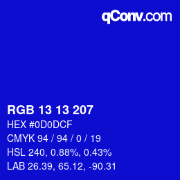 Color code: RGB 13 13 207 | qconv.com
