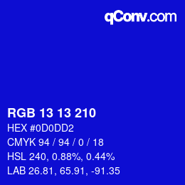 Color code: RGB 13 13 210 | qconv.com