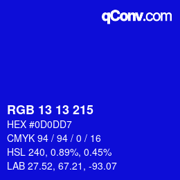 カラーコード: RGB 13 13 215 | qconv.com