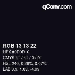 カラーコード: RGB 13 13 22 | qconv.com