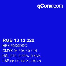 Color code: RGB 13 13 220 | qconv.com