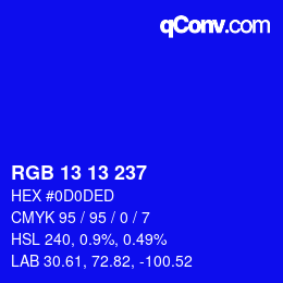 Color code: RGB 13 13 237 | qconv.com