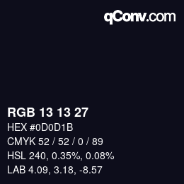 カラーコード: RGB 13 13 27 | qconv.com