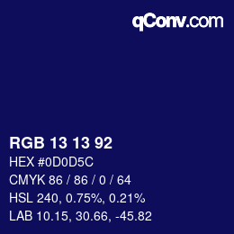 Color code: RGB 13 13 92 | qconv.com