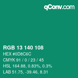 Color code: RGB 13 140 108 | qconv.com