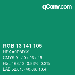 カラーコード: RGB 13 141 105 | qconv.com