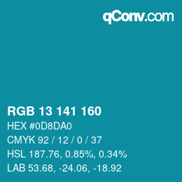 Color code: RGB 13 141 160 | qconv.com