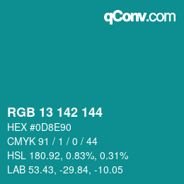 Color code: RGB 13 142 144 | qconv.com