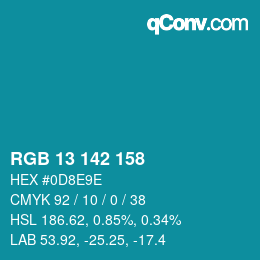 カラーコード: RGB 13 142 158 | qconv.com