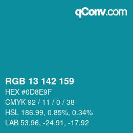 Color code: RGB 13 142 159 | qconv.com