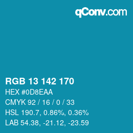 Color code: RGB 13 142 170 | qconv.com