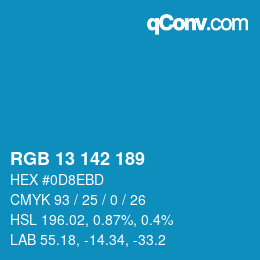 Color code: RGB 13 142 189 | qconv.com