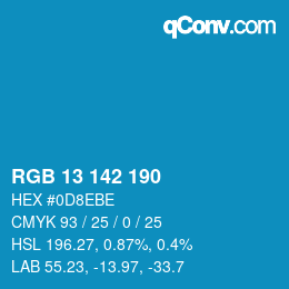 Color code: RGB 13 142 190 | qconv.com