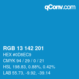 Color code: RGB 13 142 201 | qconv.com