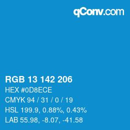 Color code: RGB 13 142 206 | qconv.com
