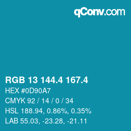 カラーコード: RGB 13 144.4 167.4 | qconv.com