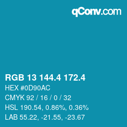 カラーコード: RGB 13 144.4 172.4 | qconv.com