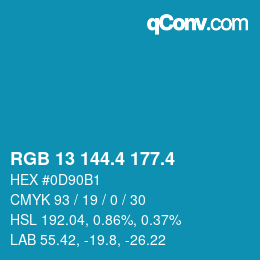 カラーコード: RGB 13 144.4 177.4 | qconv.com