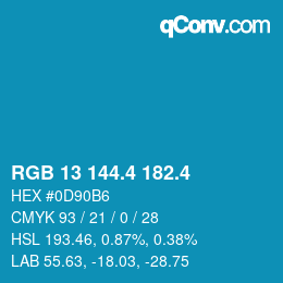 カラーコード: RGB 13 144.4 182.4 | qconv.com